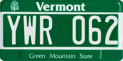 VT license plate YWR062