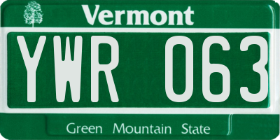 VT license plate YWR063
