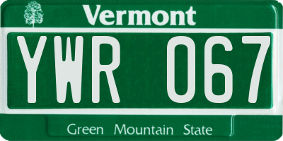 VT license plate YWR067