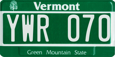 VT license plate YWR070