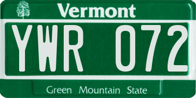 VT license plate YWR072