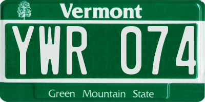VT license plate YWR074