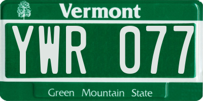 VT license plate YWR077