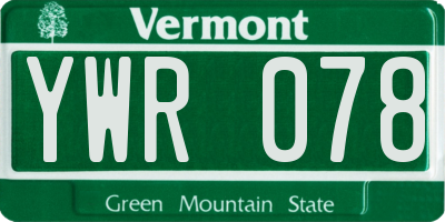 VT license plate YWR078