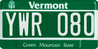 VT license plate YWR080
