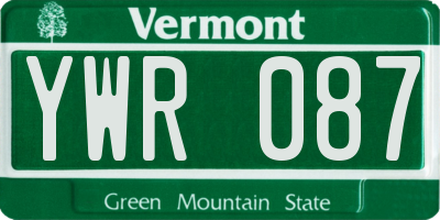 VT license plate YWR087