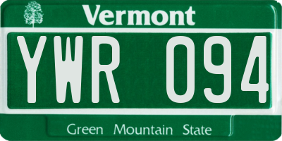 VT license plate YWR094