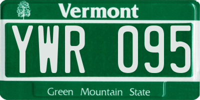 VT license plate YWR095