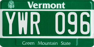 VT license plate YWR096