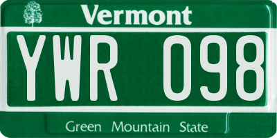VT license plate YWR098