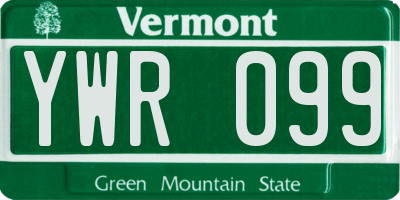 VT license plate YWR099