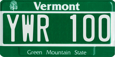 VT license plate YWR100