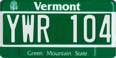 VT license plate YWR104