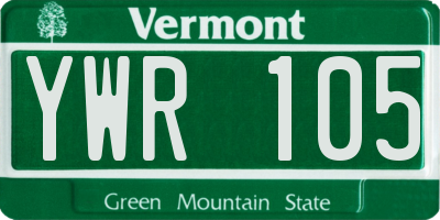 VT license plate YWR105