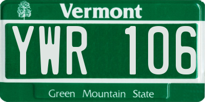 VT license plate YWR106