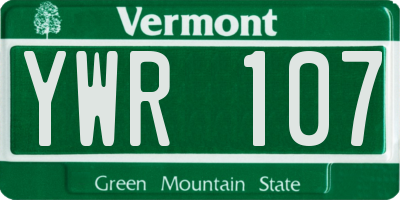 VT license plate YWR107