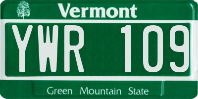 VT license plate YWR109
