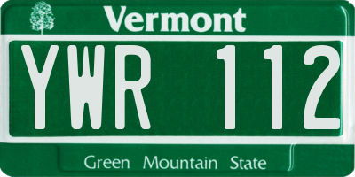 VT license plate YWR112