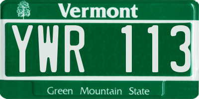 VT license plate YWR113