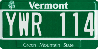 VT license plate YWR114