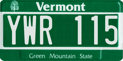 VT license plate YWR115