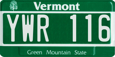 VT license plate YWR116