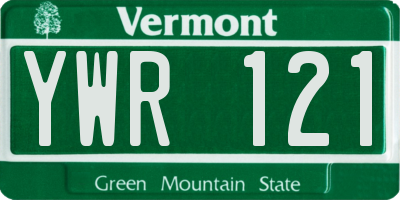 VT license plate YWR121
