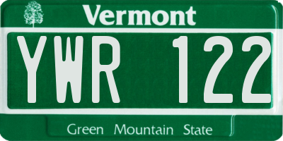 VT license plate YWR122