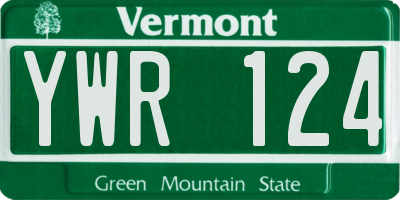 VT license plate YWR124