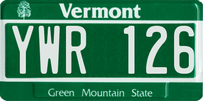 VT license plate YWR126