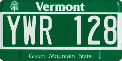 VT license plate YWR128