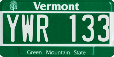 VT license plate YWR133
