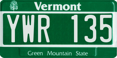 VT license plate YWR135
