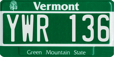 VT license plate YWR136