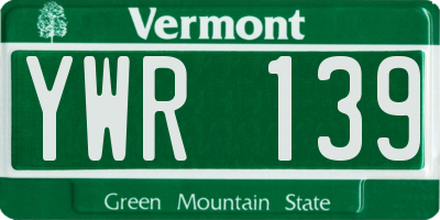 VT license plate YWR139