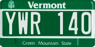 VT license plate YWR140