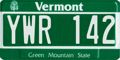 VT license plate YWR142