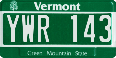 VT license plate YWR143