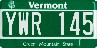 VT license plate YWR145