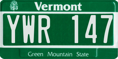 VT license plate YWR147