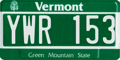 VT license plate YWR153