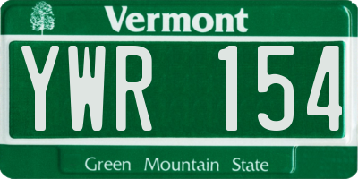 VT license plate YWR154
