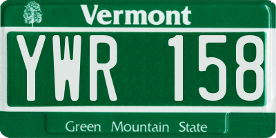 VT license plate YWR158