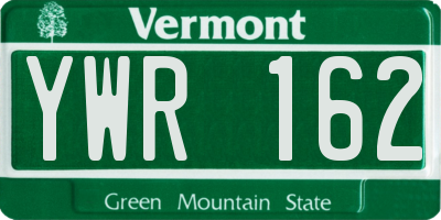 VT license plate YWR162