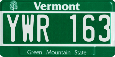 VT license plate YWR163