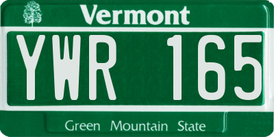 VT license plate YWR165