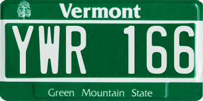 VT license plate YWR166