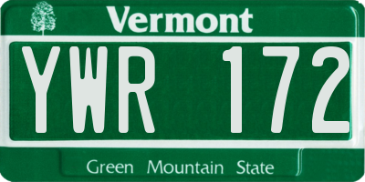 VT license plate YWR172