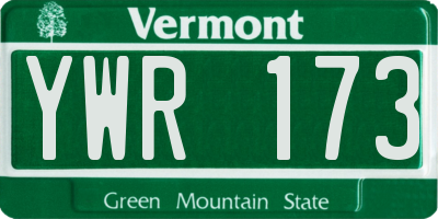 VT license plate YWR173