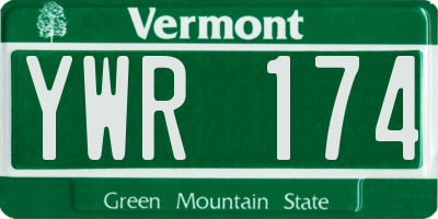 VT license plate YWR174